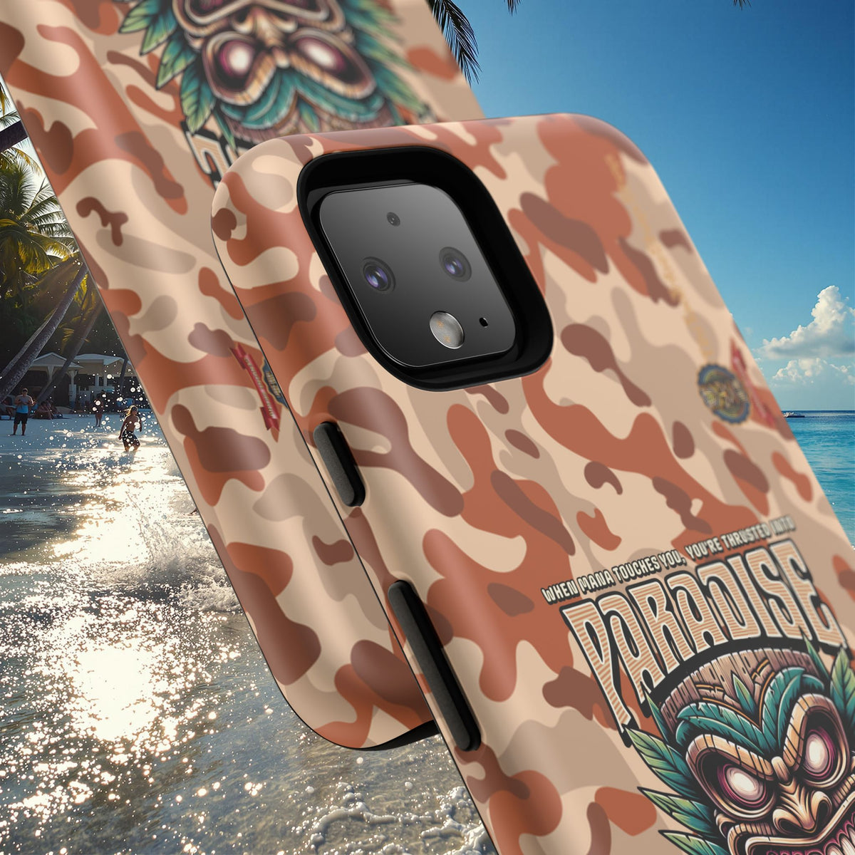 Tahaa – Coque Antichoc Premium « Tiki Féroce » | Design Tribal & Protection Maximale