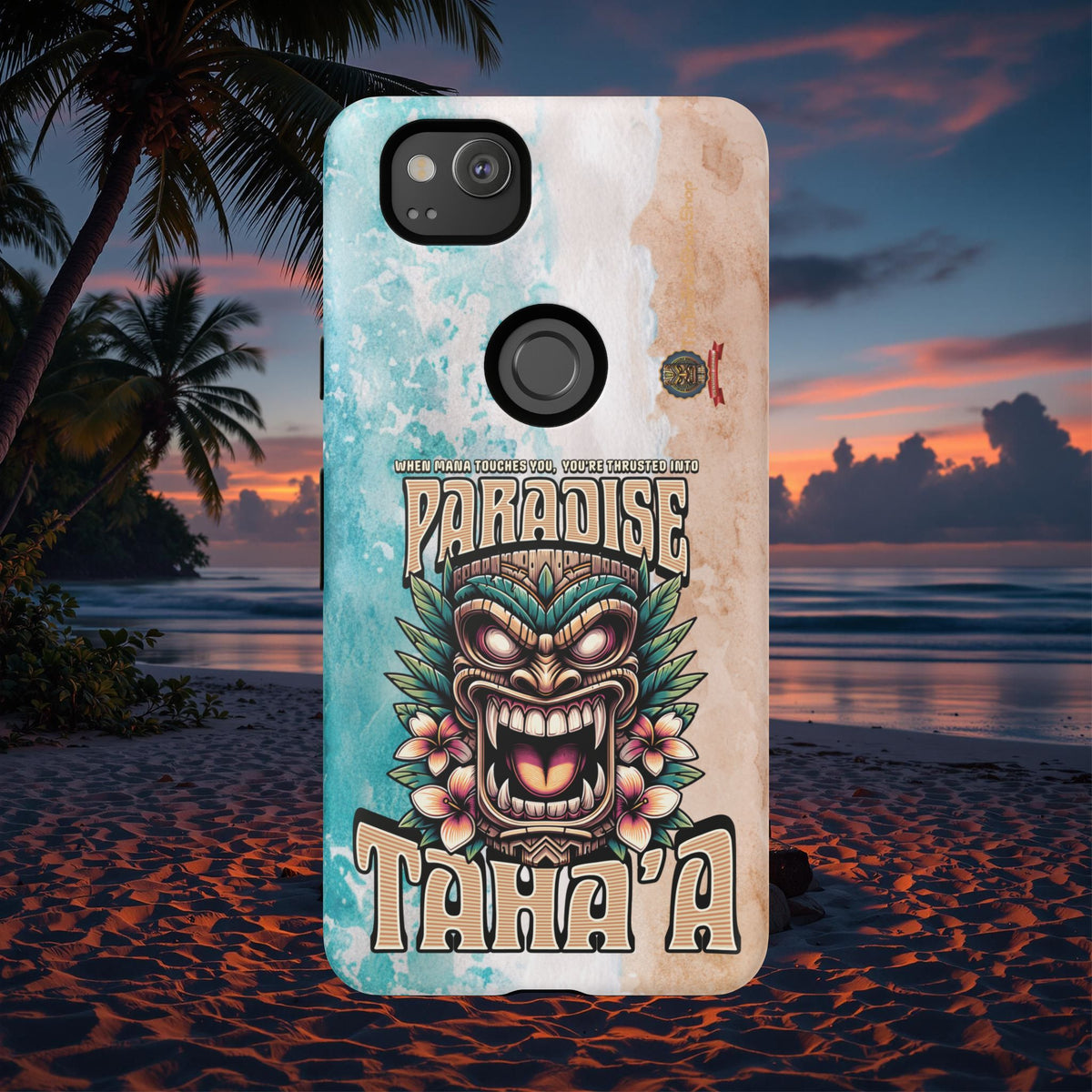 Tahaa – Coque Antichoc Premium « Tiki Féroce » | Design Tribal & Protection Maximale