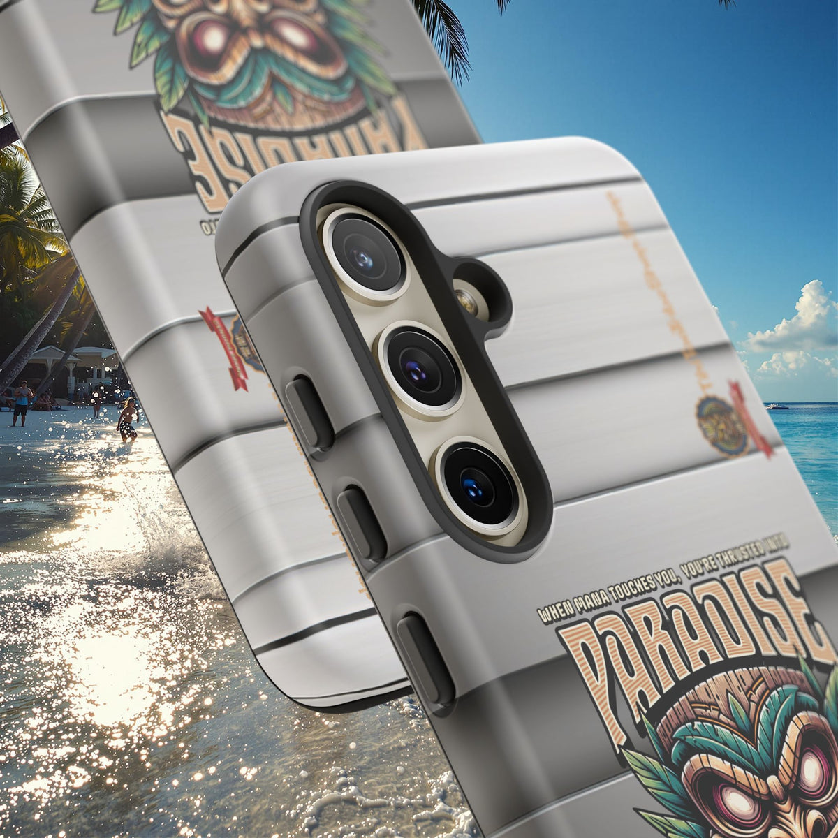 Tahaa – Coque Antichoc Premium « Tiki Féroce » | Design Tribal & Protection Maximale