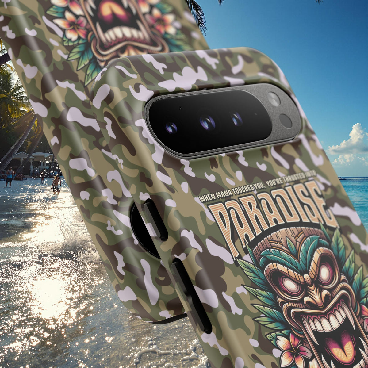 Tahaa – Coque Antichoc Premium « Tiki Féroce » | Design Tribal & Protection Maximale