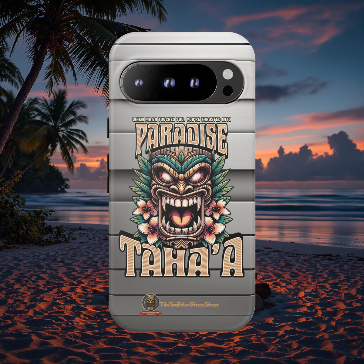 Tahaa – Coque Antichoc Premium « Tiki Féroce » | Design Tribal & Protection Maximale