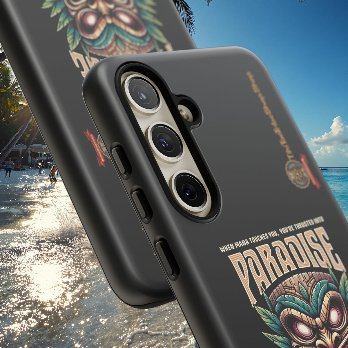 Tahaa – Coque Antichoc Premium « Tiki Féroce » | Design Tribal & Protection Maximale