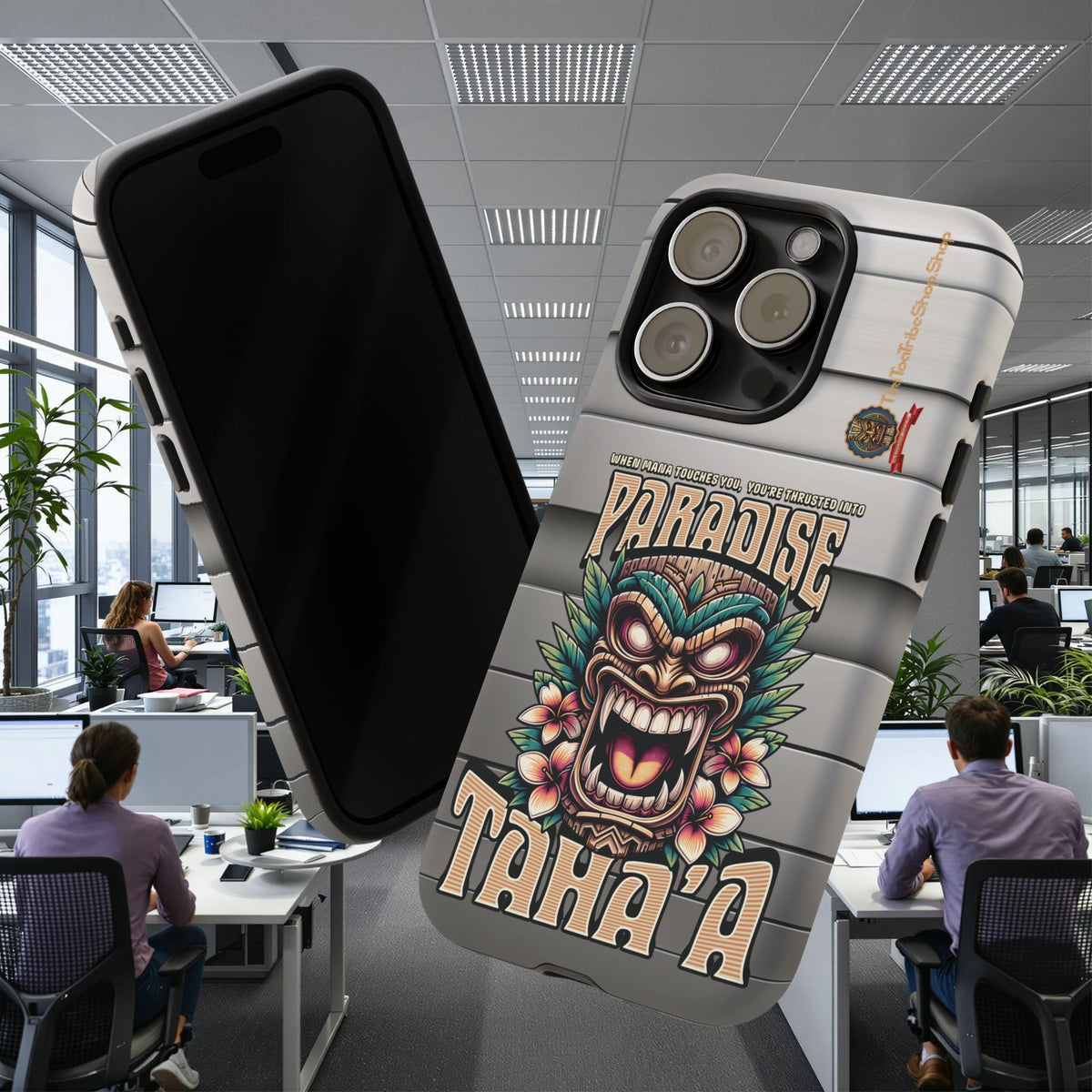 Tahaa – Coque Antichoc Premium « Tiki Féroce » | Design Tribal & Protection Maximale