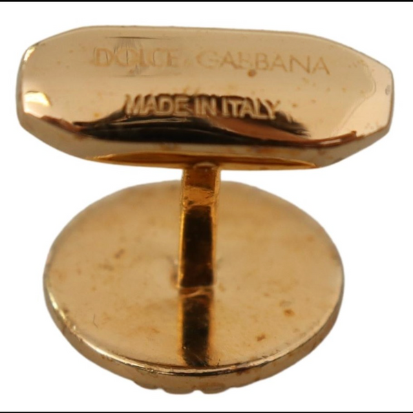 DOLCE & GABBANA Boutons de Manchette  "Laiton Plaqué Or & Design Rond"