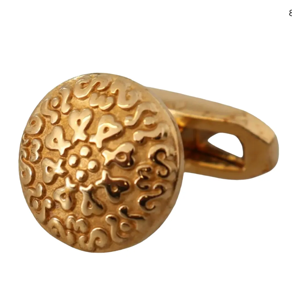 DOLCE & GABBANA Boutons de Manchette  "Laiton Plaqué Or & Design Rond"