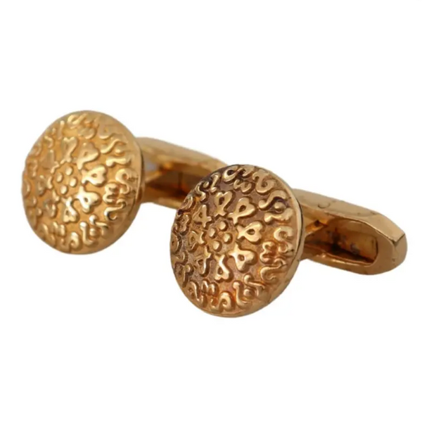 DOLCE & GABBANA Boutons de Manchette  "Laiton Plaqué Or & Design Rond"