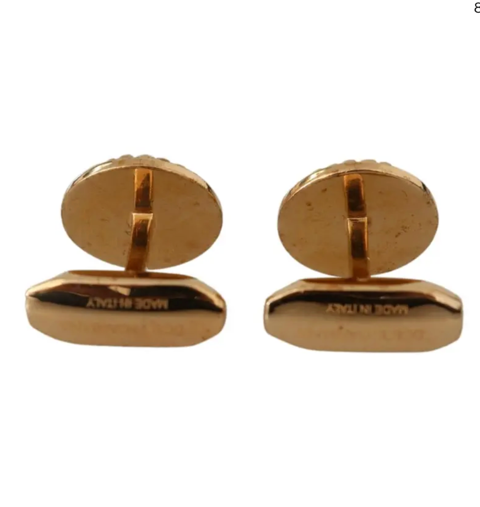 DOLCE & GABBANA Boutons de Manchette  "Laiton Plaqué Or & Design Rond"