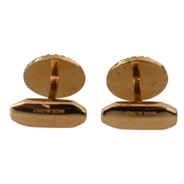 DOLCE & GABBANA Boutons de Manchette  "Laiton Plaqué Or & Design Rond"