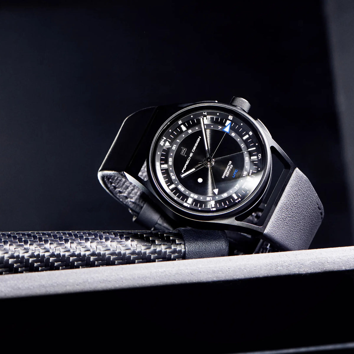 PORSCHE DESIGN Globetimer UTC Black Titanium Watch - COSC Certified Chronometer Precision - 10ATM.