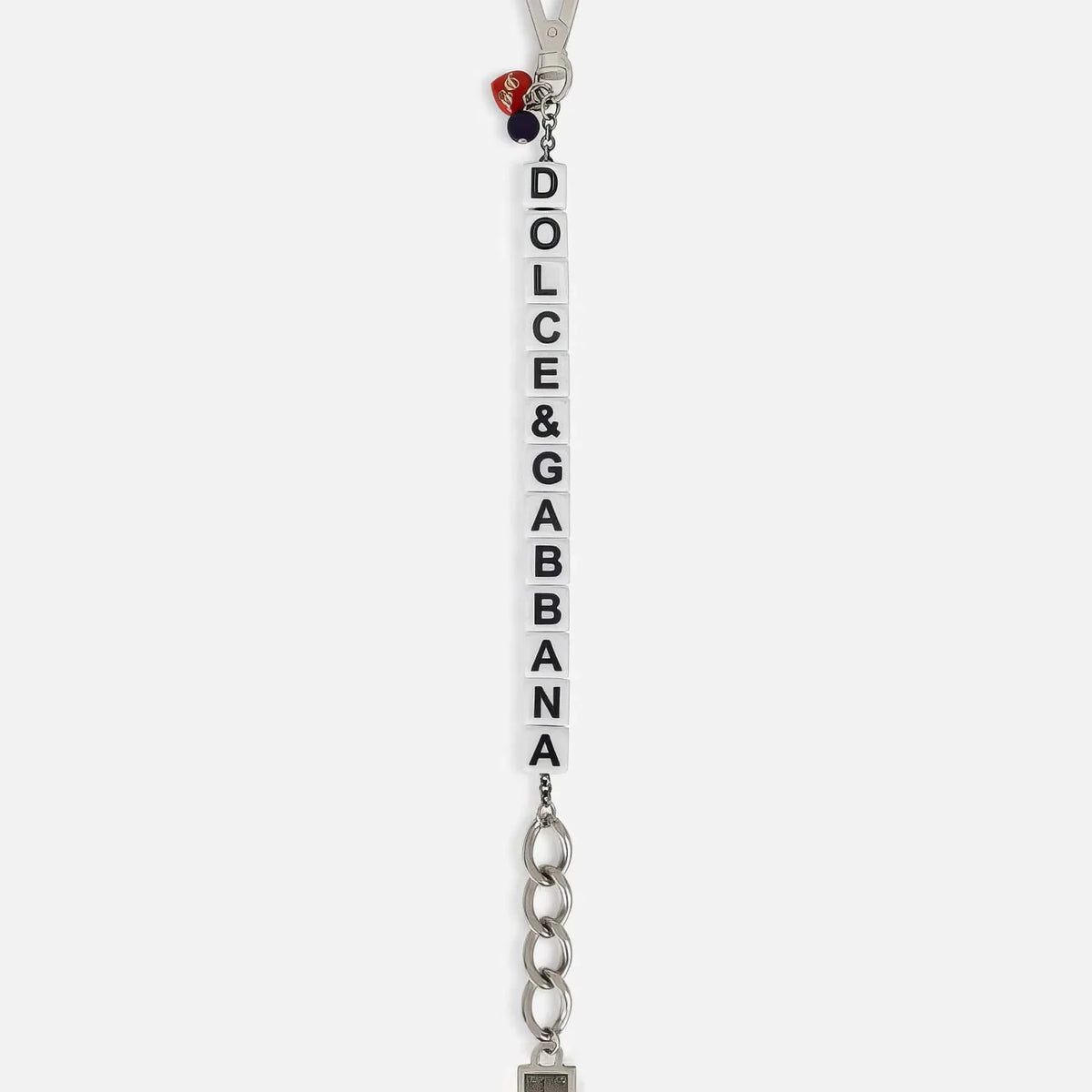 DOLCE &amp; GABBANA: Silver Chain Bracelet, "DOLCE &amp; GABBANA" Dice and Logo Charm