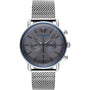 ARMANI Emporio Armani Chronograph Watch Steel Milanese Mesh Grey &amp; Blue