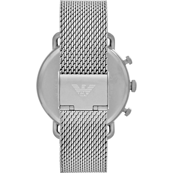 ARMANI Emporio Armani Chronograph Watch Steel Milanese Mesh Grey &amp; Blue