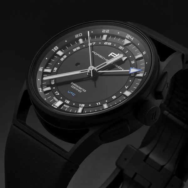 PORSCHE DESIGN Globetimer UTC Black Titanium Watch - COSC Certified Chronometer Precision - 10ATM.