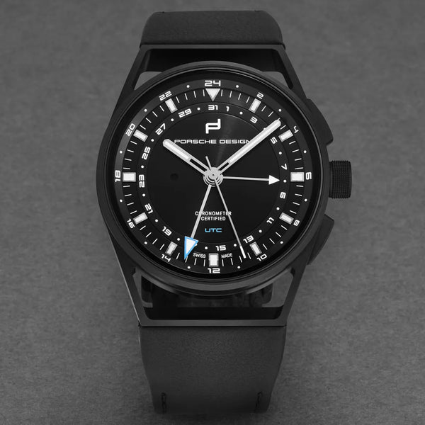 PORSCHE DESIGN Globetimer UTC Black Titanium Watch - COSC Certified Chronometer Precision - 10ATM.